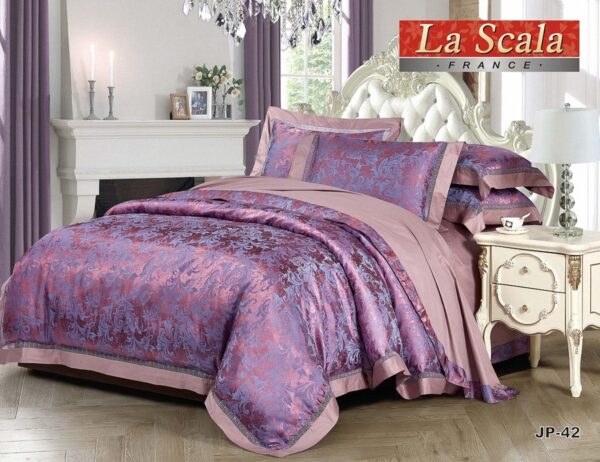 купить Постельное белье La Scala шелковый жаккард JP-42 Фиолетовый фото